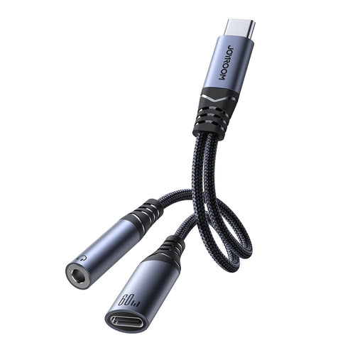 2in1 DAC Adapter Joyroom SY-C02 USB-C σε USB-C / 3.5mm Mini Jack Μαύρο | www.lightgear.gr