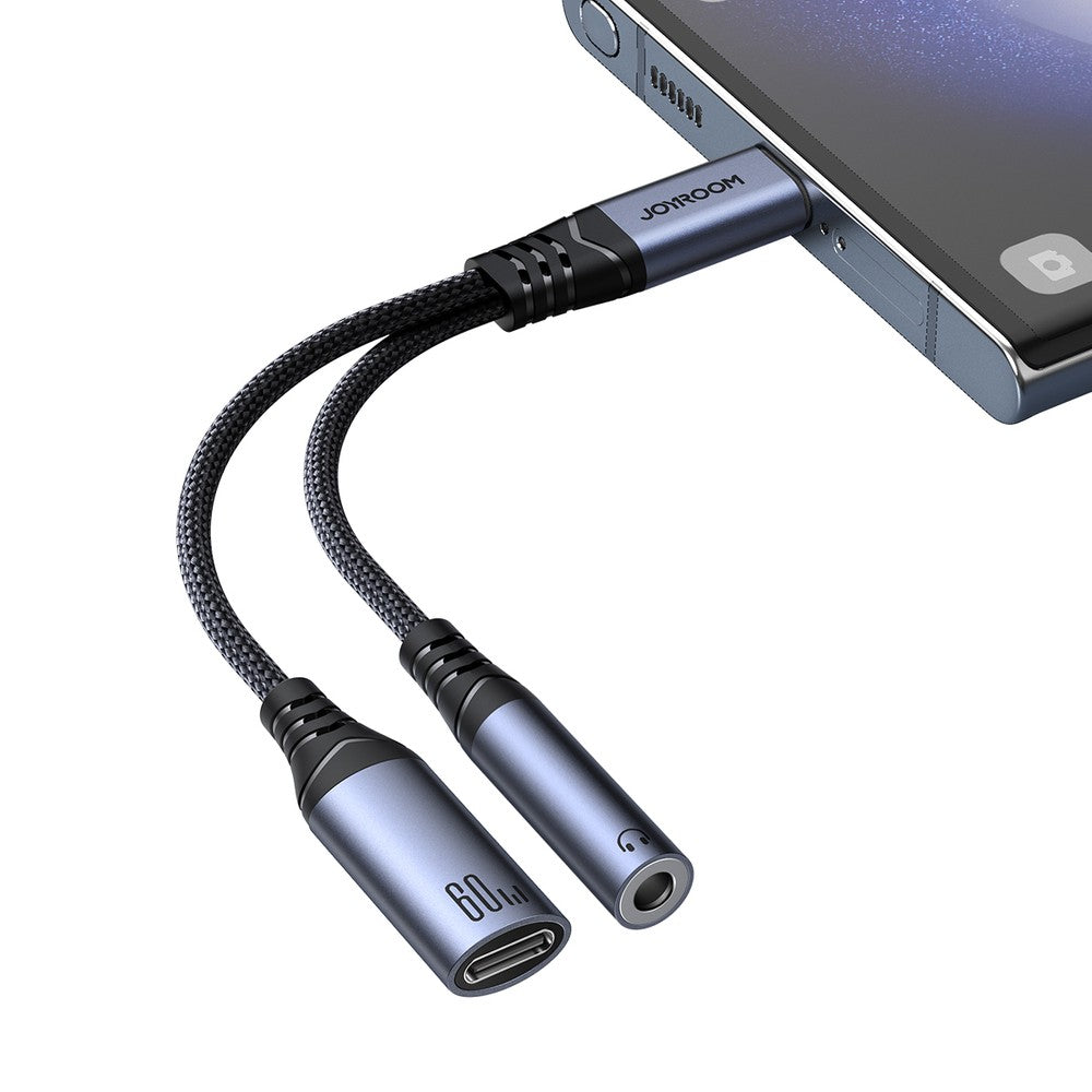 2in1 DAC Adapter Joyroom SY-C02 USB-C σε USB-C / 3.5mm Mini Jack Μαύρο | www.lightgear.gr