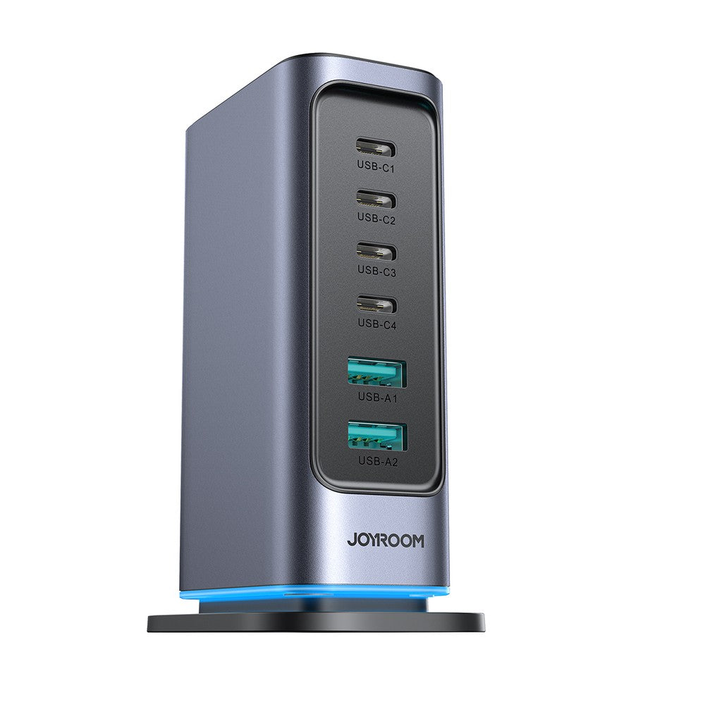 Multiport GaN Charger Joyroom JR-TCM02 65W EU 4x USB-C 2x USB-A Σκούρο Γκρι | www.lightgear.gr