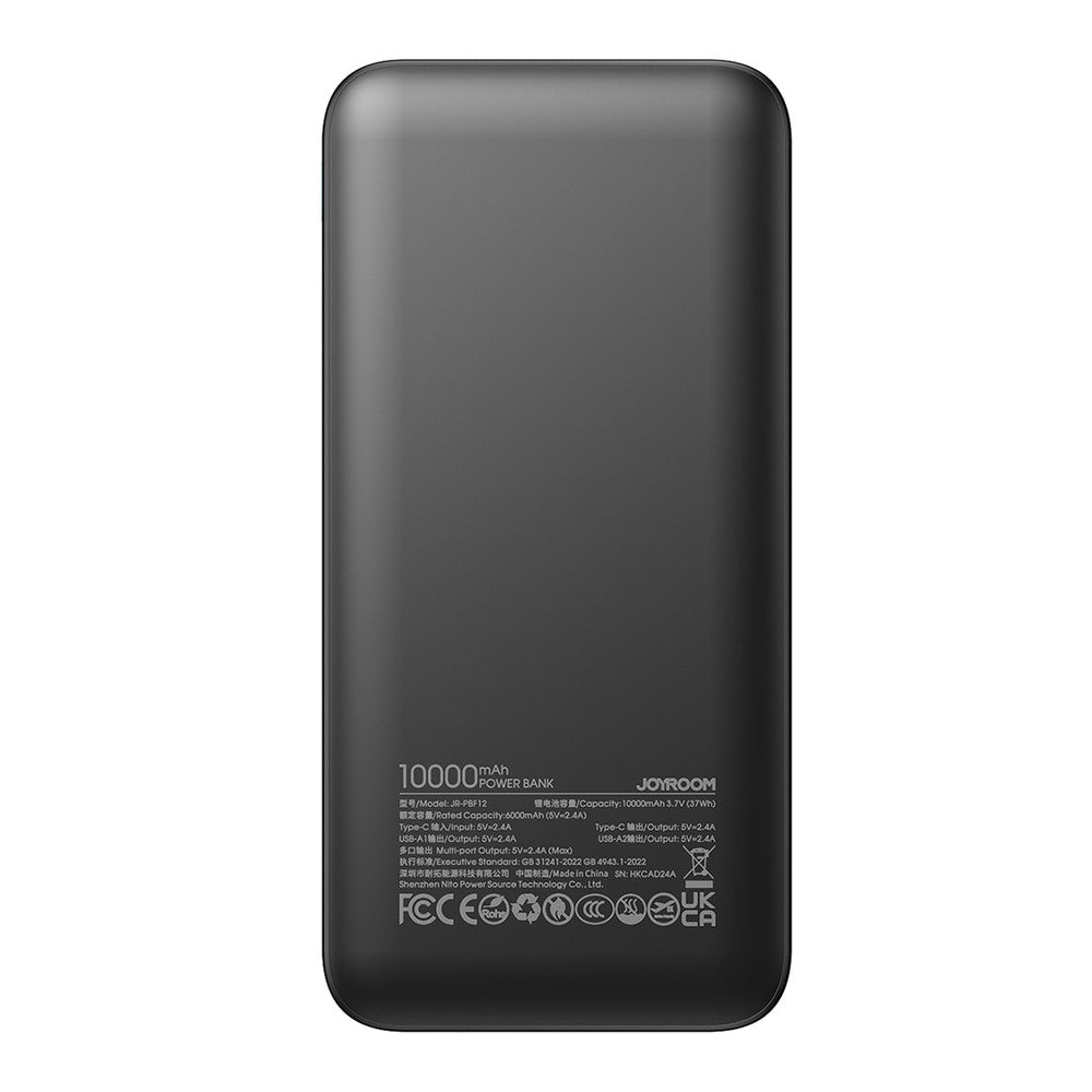 Powerbank Joyroom JR-PBF12 10000mAh 2.4A 2x USB-A 1x USB-C Μαύρο | www.lightgear.gr