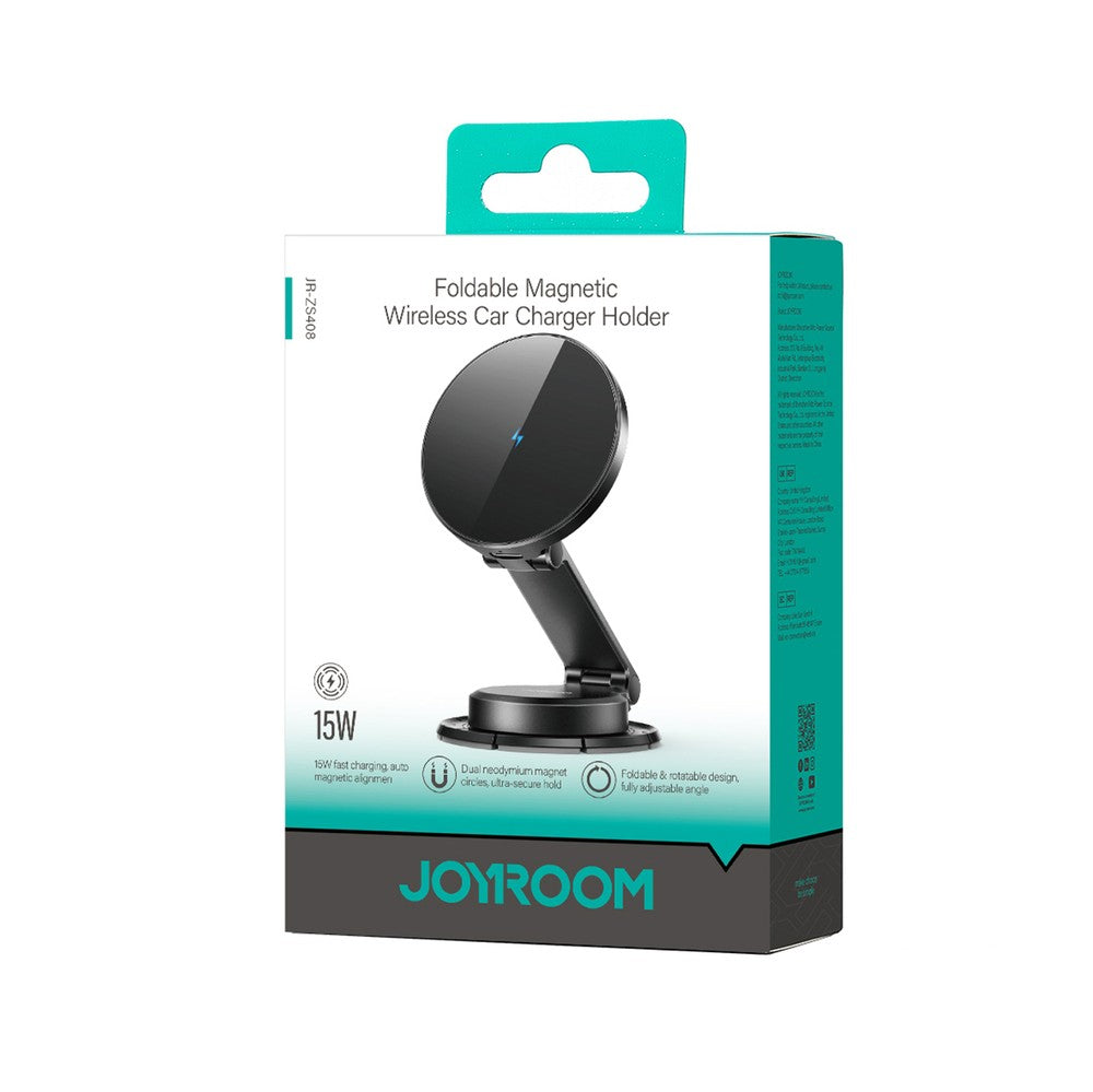 Magnetic Holder Joyroom JR-ZS408 με 15W Inductive Charger για Αυτοκίνητο Μαύρο | www.lightgear.gr