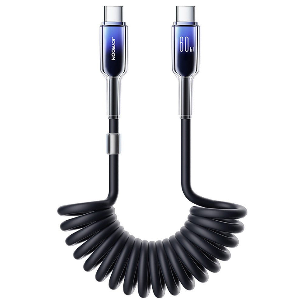 Καλώδιο USB-C σε USB-C Joyroom S-A43 Crystal-Clear Series 60W Spiral 1.5m Μαύρο | www.lightgear.gr