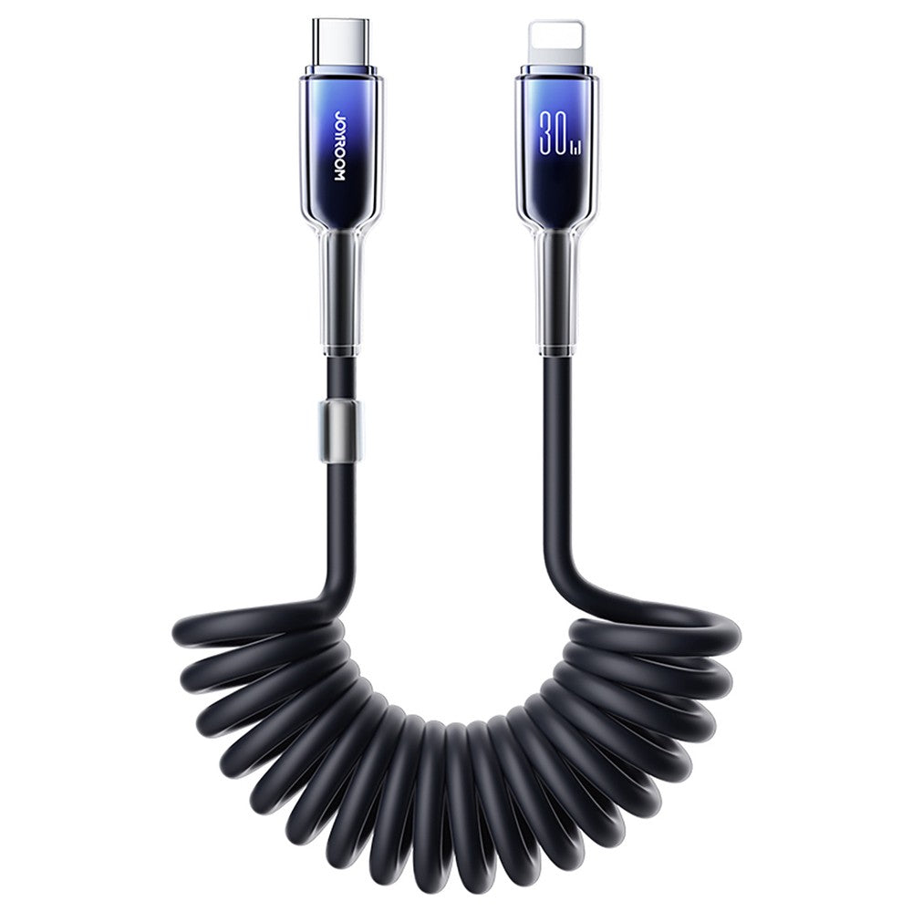 Καλώδιο Spiral Joyroom S-A43 Crystal-Clear Series 30W USB-C - Lightning 1.5m Μαύρο | www.lightgear.gr