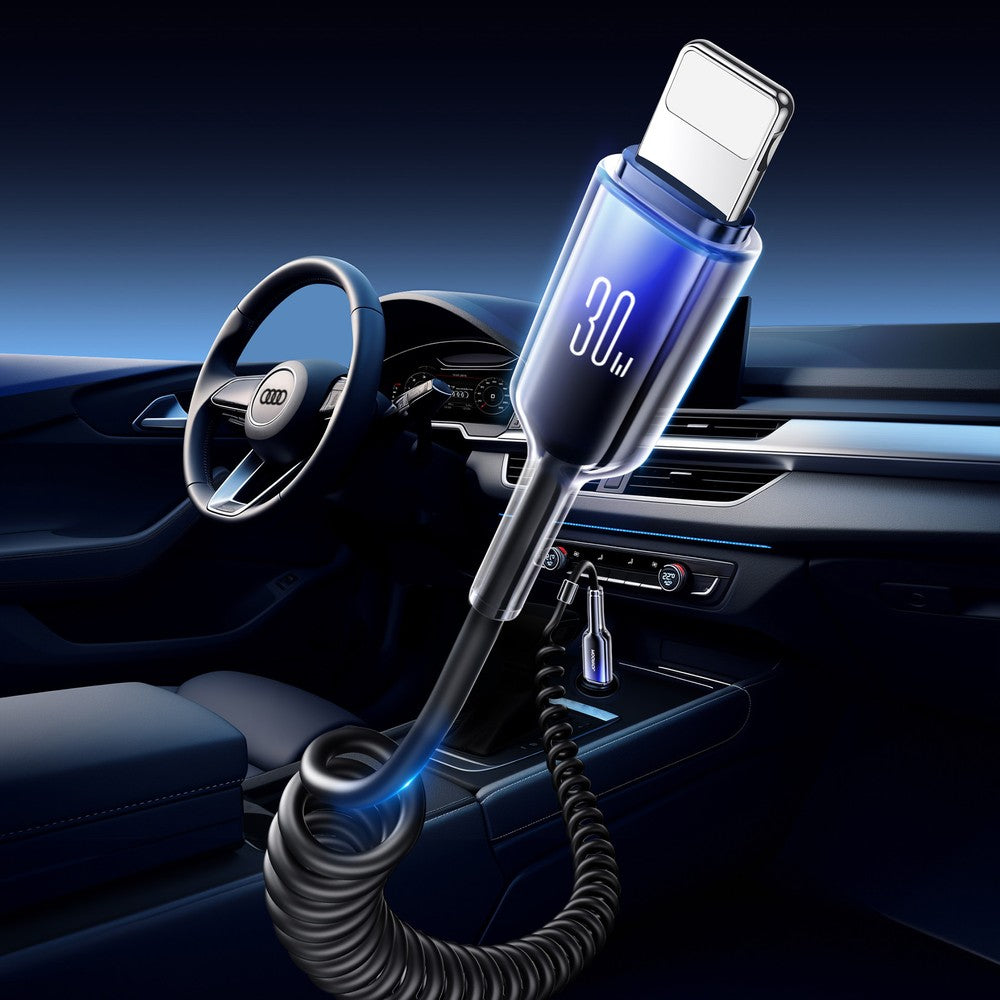 Καλώδιο Spiral Joyroom S-A43 Crystal-Clear Series 30W USB-C - Lightning 1.5m Μαύρο | www.lightgear.gr