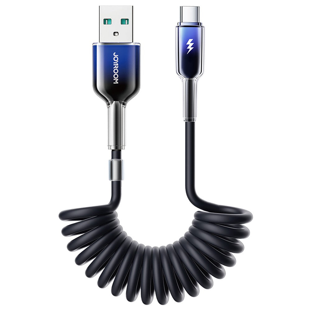Καλώδιο Joyroom S-A43 Crystal-Clear Series 3A USB-A σε USB-C Spiral 1.5m Μαύρο | www.lightgear.gr