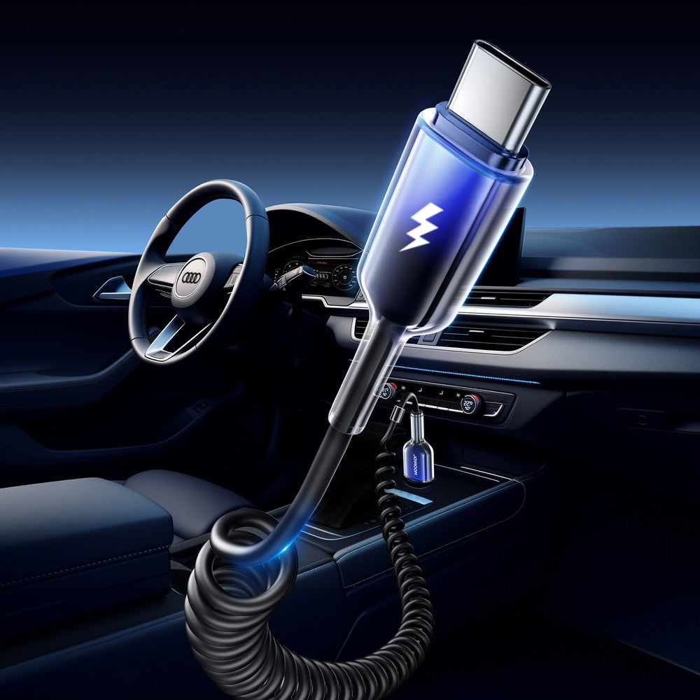 Καλώδιο Joyroom S-A43 Crystal-Clear Series 3A USB-A σε USB-C Spiral 1.5m Μαύρο | www.lightgear.gr