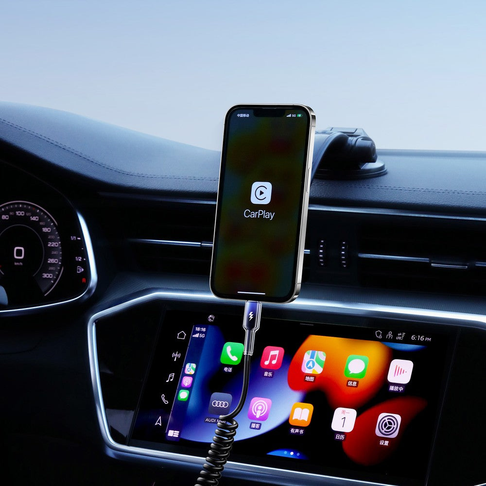 Καλώδιο Joyroom S-A43 Crystal-Clear Series 3A USB-A σε USB-C Spiral 1.5m Μαύρο | www.lightgear.gr