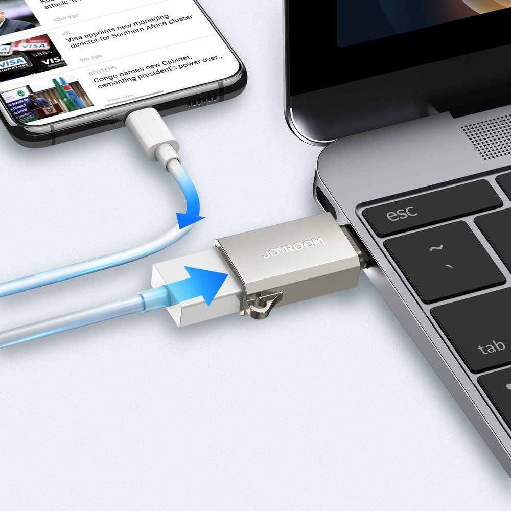Adapter Joyroom S-H151 USB-C (Male) / USB-A (Female) με Lanyard Eyelet Ασημί | www.lightgear.gr