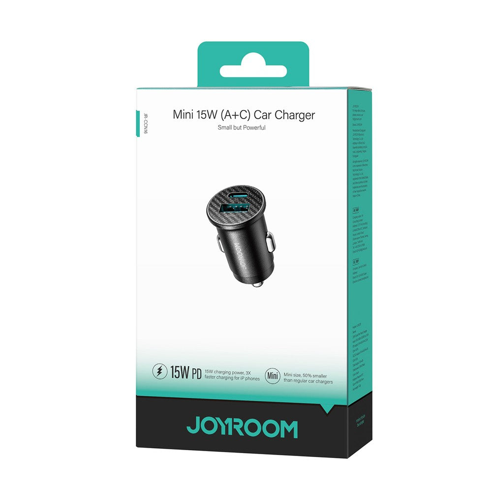 Mini Φορτιστής Αυτοκινήτου Joyroom JR-CCN16 15W Μαύρο | www.lightgear.gr