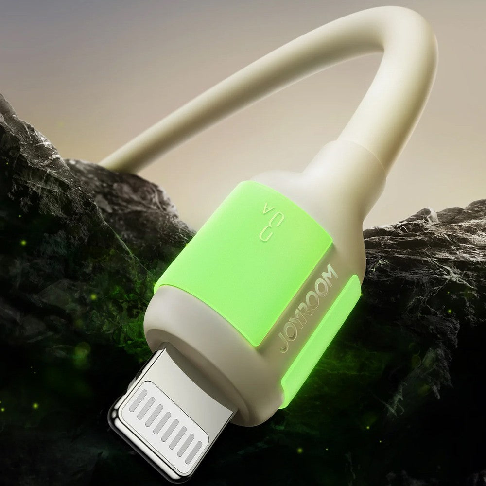 Καλώδιο Joyroom S-A53 3A USB-A - Lightning με Fluorescent Tip 1.2m Μπεζ | www.lightgear.gr