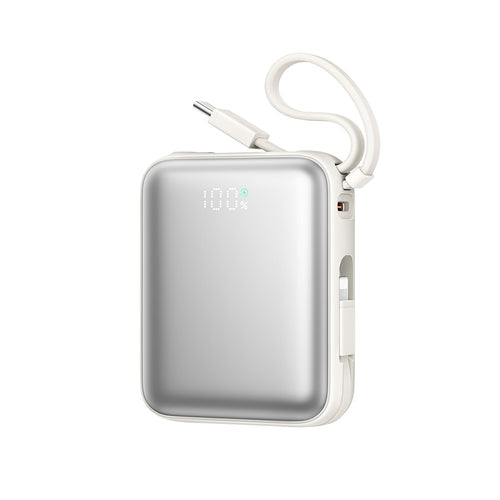 Powerbank Joyroom JR-PBF27 10000mAh 22.5W με Ενσωματωμένα Καλώδια USB-C και Lightning Λευκό | www.lightgear.gr