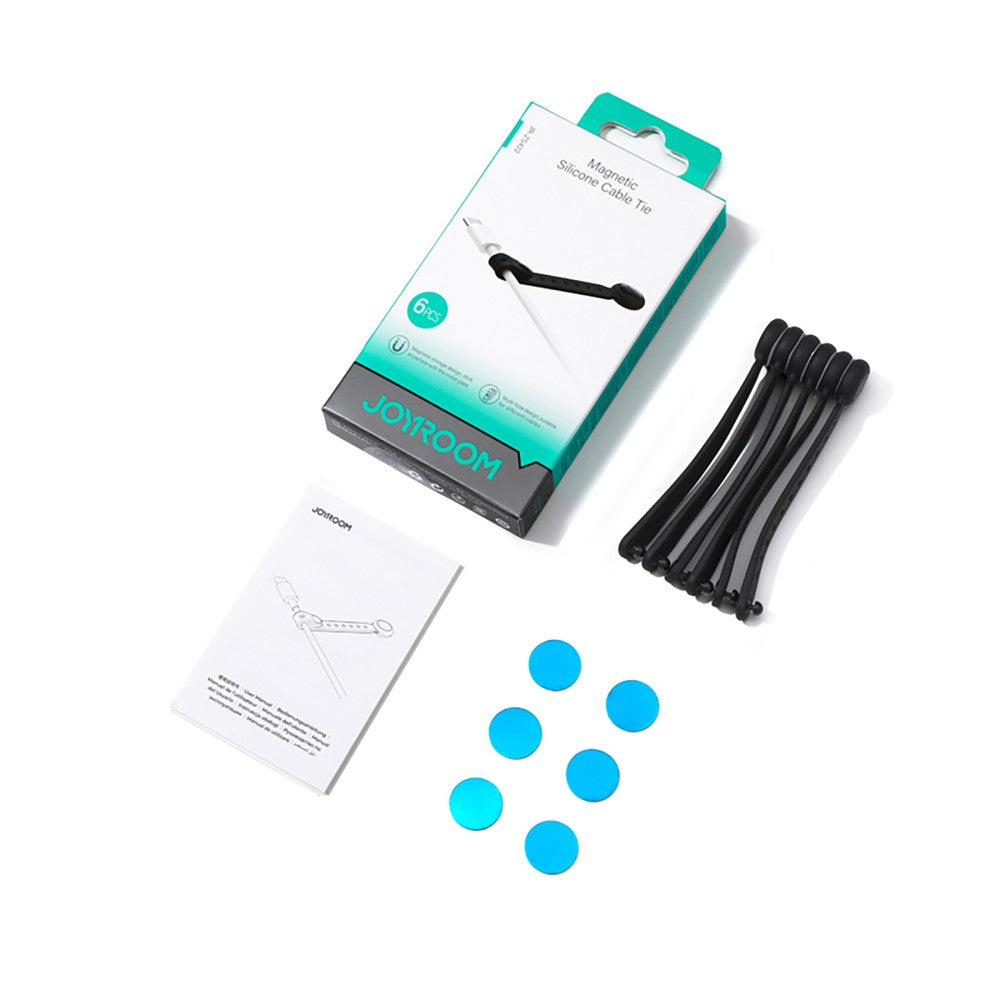 Cable Organizer Σιλικόνης με Μαγνήτη Joyroom JR-ZS422 6τεμ Μαύρο | www.lightgear.gr