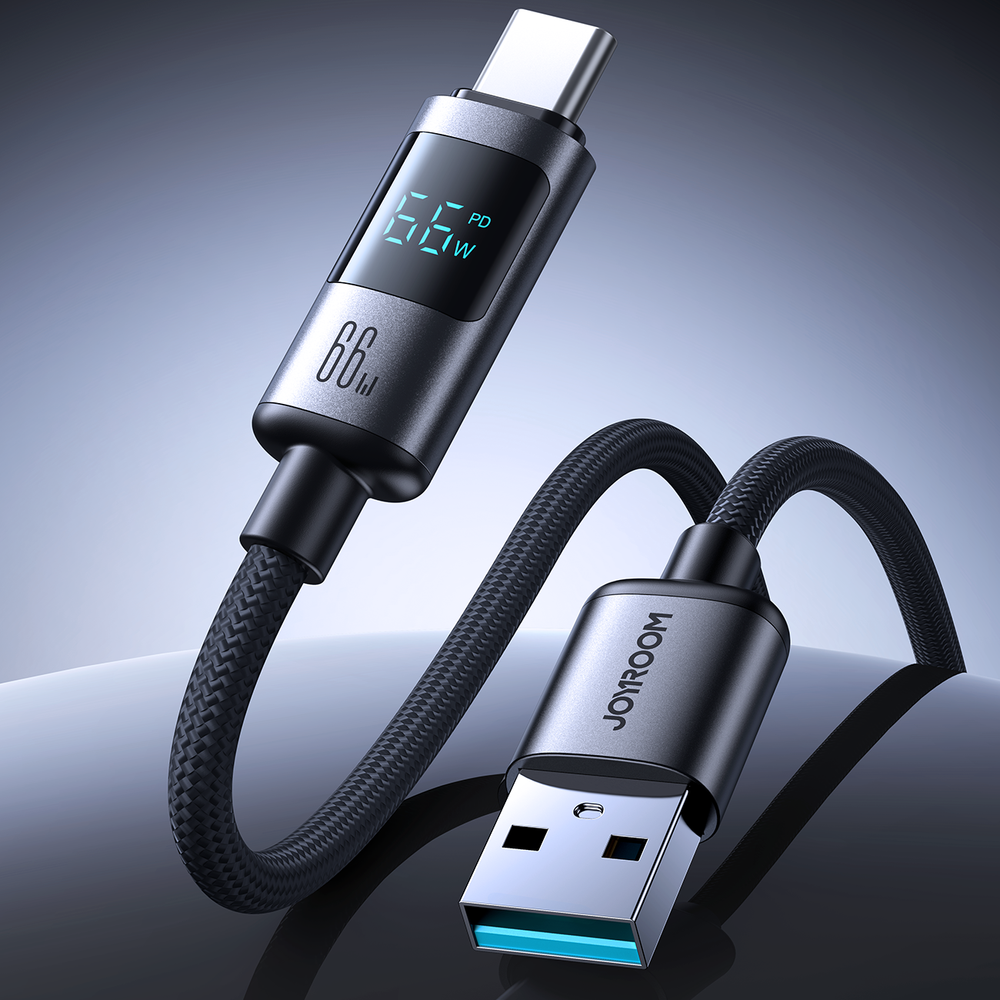 Καλώδιο Joyroom S-A16 Pro Prism Series 66W USB-A σε USB-C με Display 1.2m Μαύρο | www.lightgear.gr