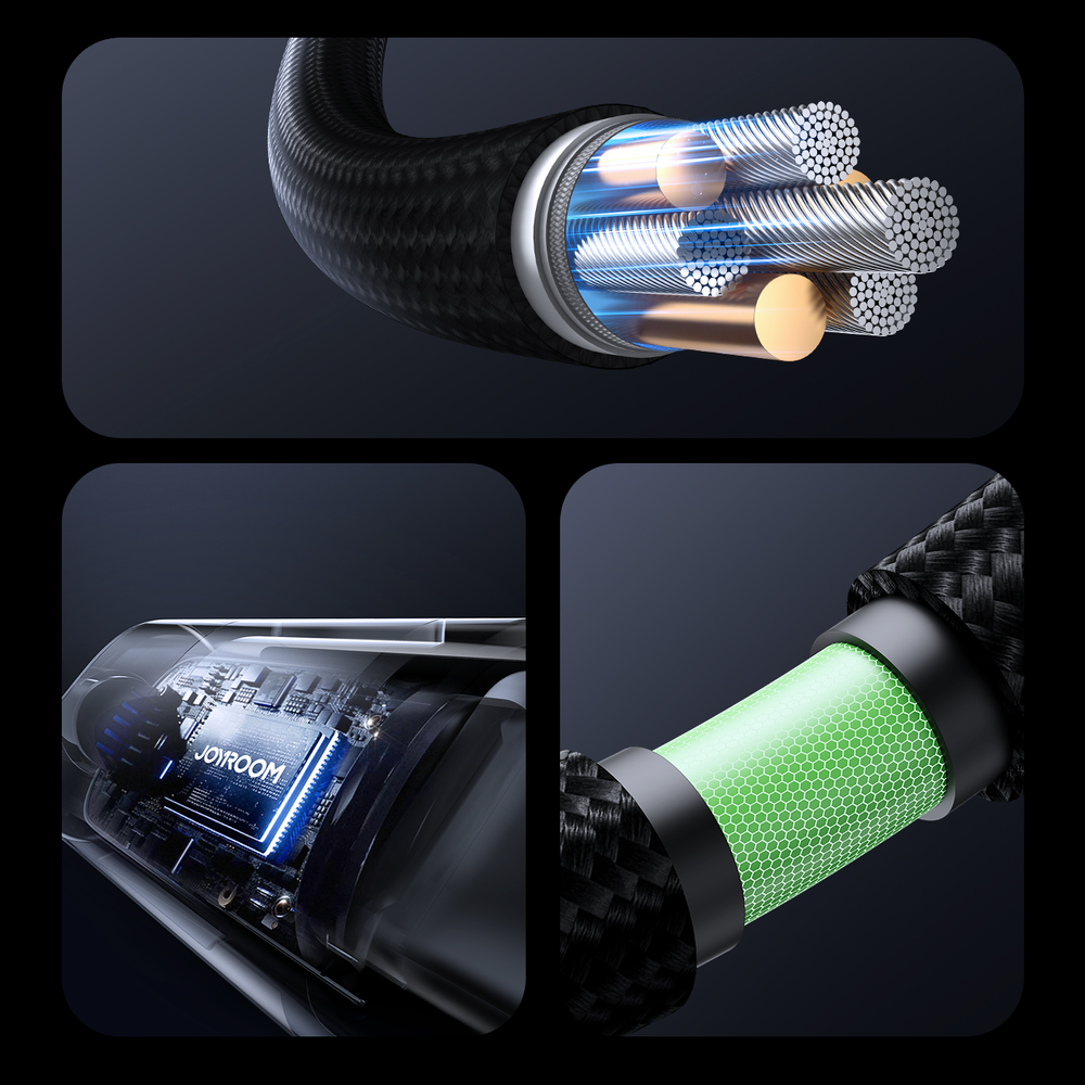 Καλώδιο Joyroom S-A16 Pro Prism Series 66W USB-A σε USB-C με Display 1.2m Μαύρο | www.lightgear.gr