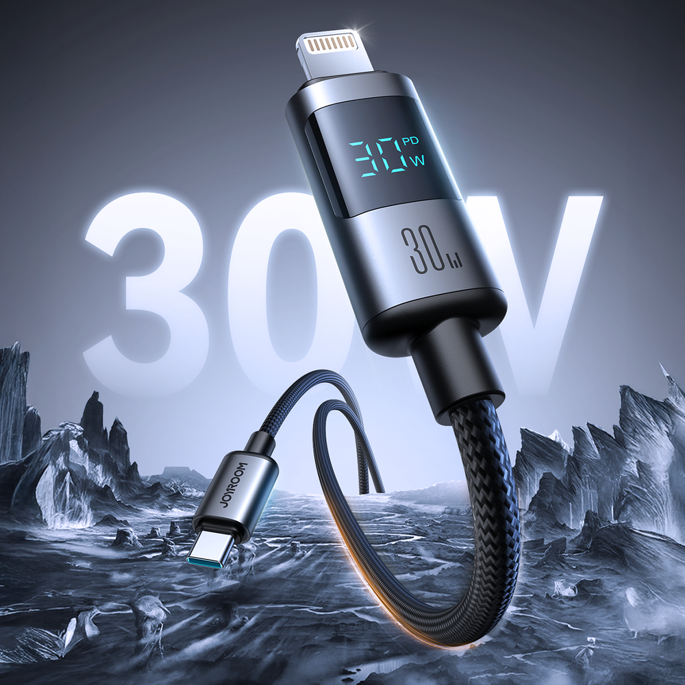 Καλώδιο Joyroom S-A16 Pro Prism Series 30W USB-C - Lightning με Display 1.2m Μαύρο | www.lightgear.gr