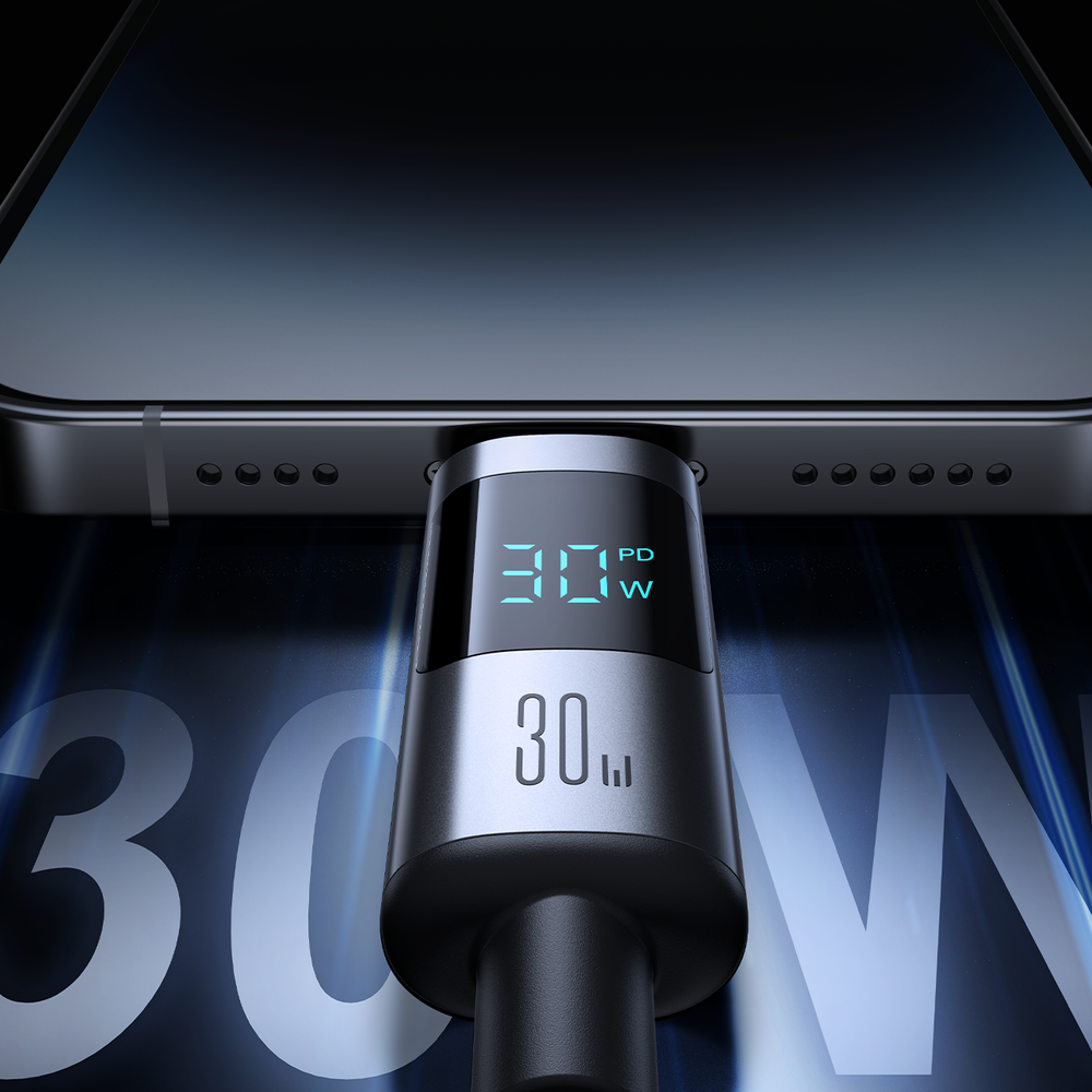 Καλώδιο Joyroom S-A16 Pro Prism Series 30W USB-C - Lightning με Display 1.2m Μαύρο | www.lightgear.gr