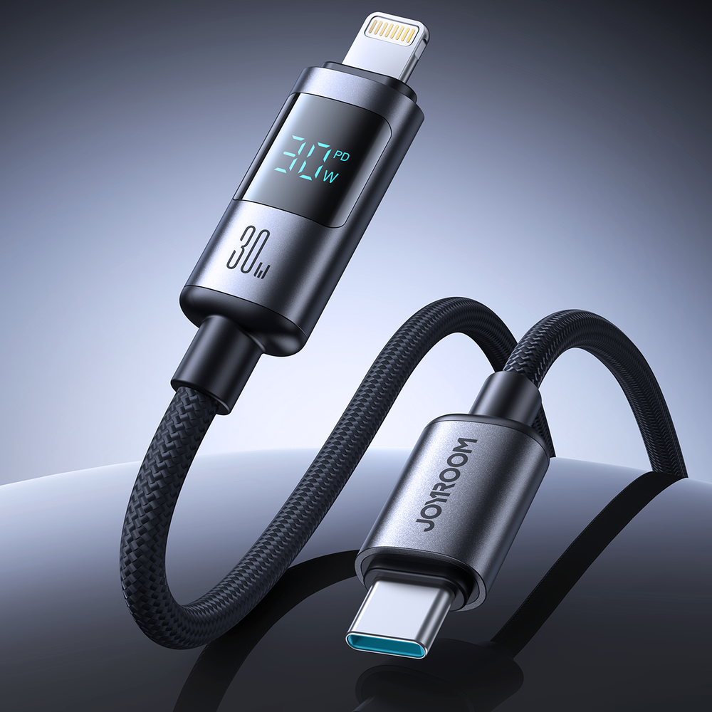 Καλώδιο Joyroom S-A16 Pro Prism Series 30W USB-C - Lightning με Display 1.2m Μαύρο | www.lightgear.gr