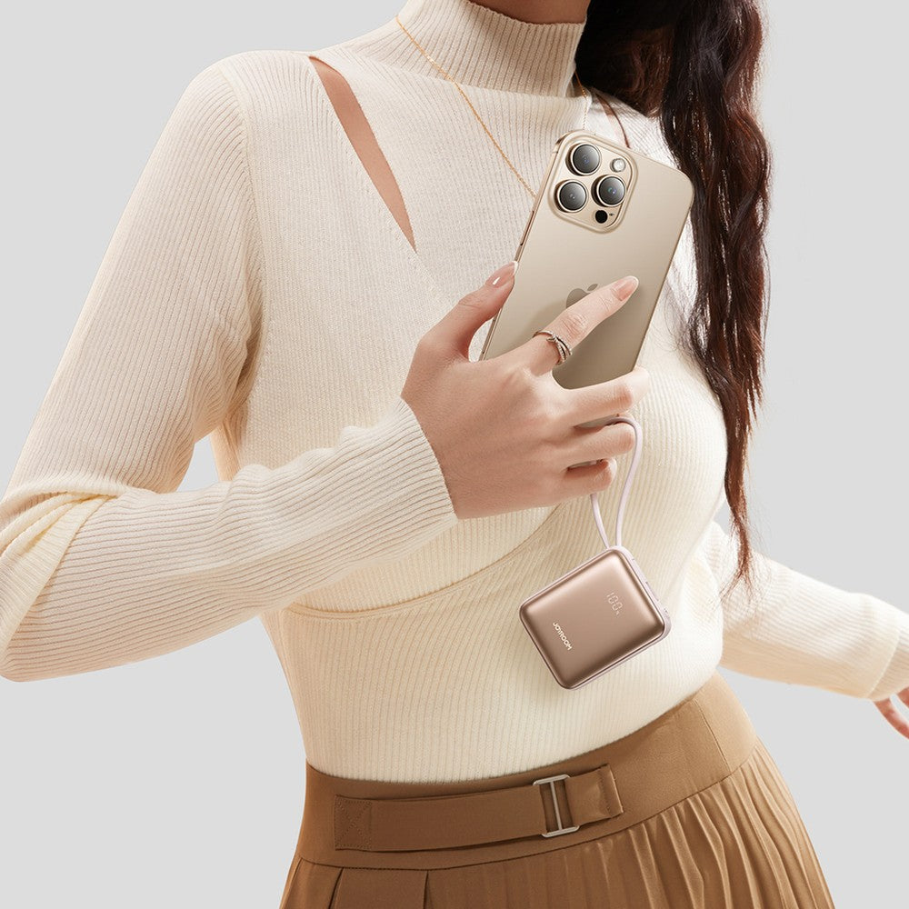 Powerbank Joyroom JR-PBF27 22.5W 10000mAh με 2 Ενσωματωμένα Καλώδια Χρυσό | www.lightgear.gr