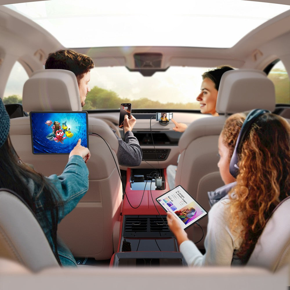 Car Charger Joyroom JR-CCL05 30W 4-in-1 με 2 Ενσωματωμένα Retractable Καλώδια Dark Gray | www.lightgear.gr