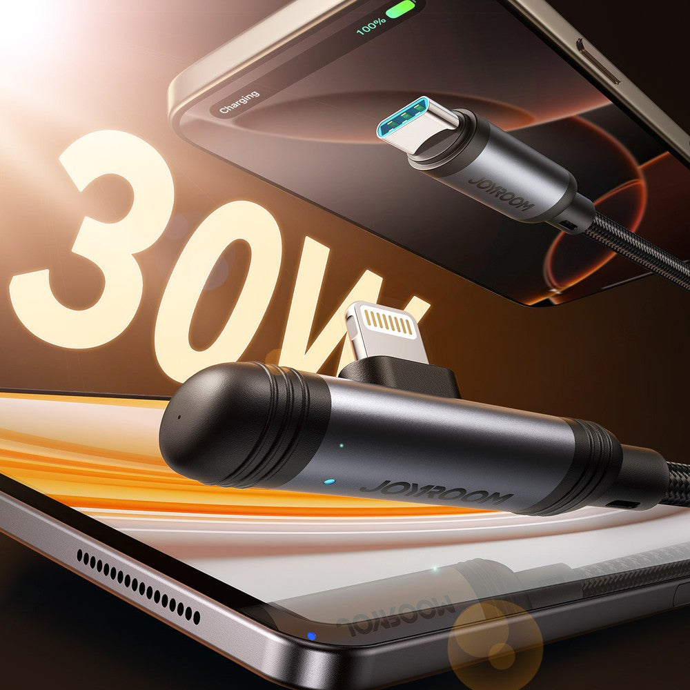Καλώδιο Joyroom S-A56 EnjoyX Series 90° USB-C - Lightning 30W 1.2m Μαύρο | www.lightgear.gr