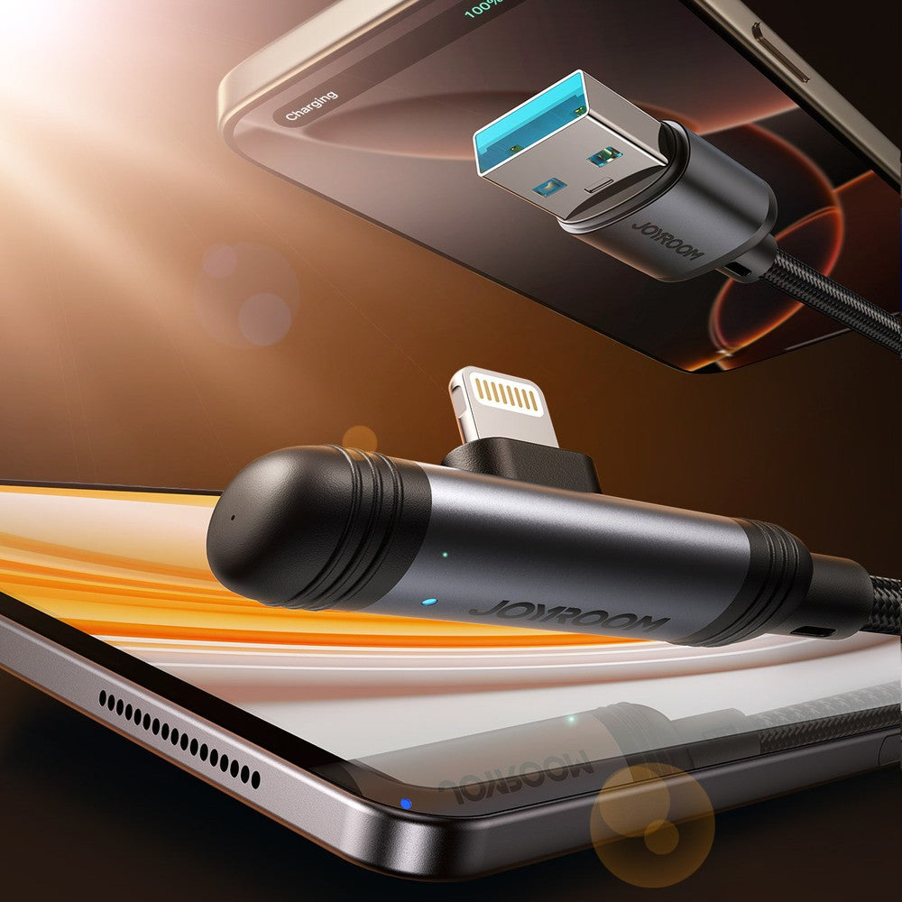 Καλώδιο Joyroom S-A56 EnjoyX Series 90° USB-A - Lightning 3A 1.2m Μαύρο | www.lightgear.gr
