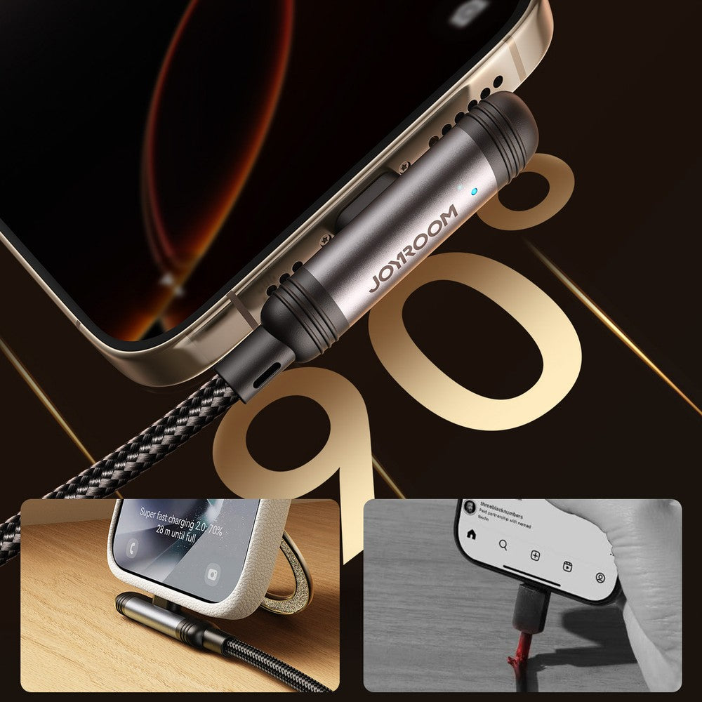Καλώδιο Joyroom S-A56 EnjoyX Series 90° USB-A - Lightning 3A 1.2m Μαύρο | www.lightgear.gr