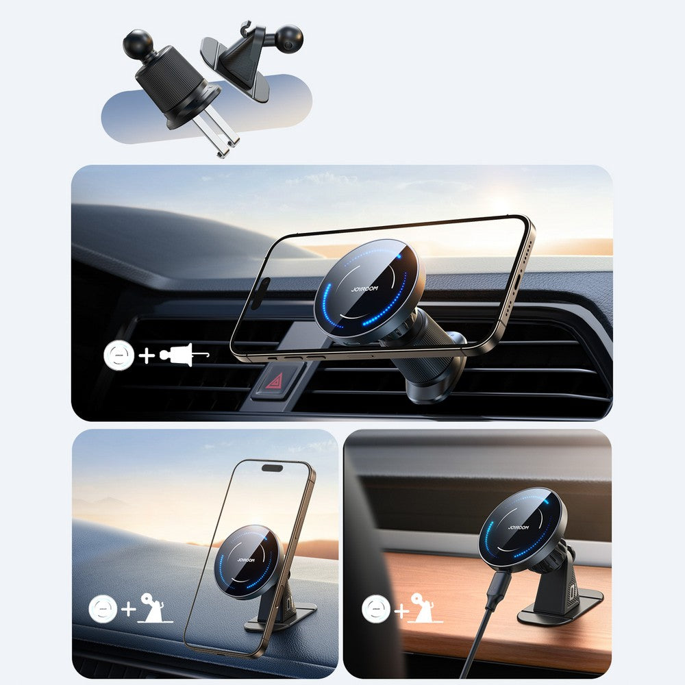Car Holder Joyroom JR-ZS502 MagSafe Compatible με Wireless Charger για Air Vent/Dashboard Μαύρο | www.lightgear.gr