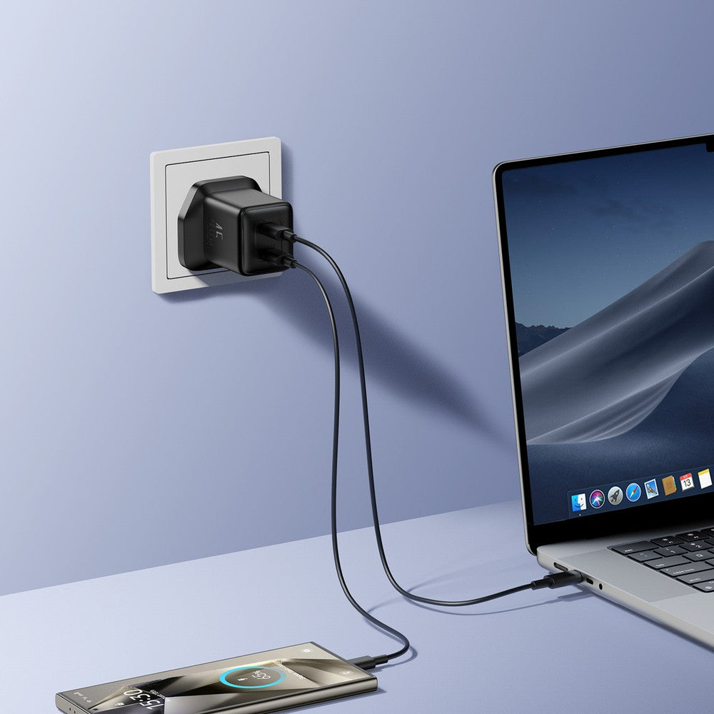 Επιτοίχιος Φορτιστής Joyroom JR-TCG17 45W 2 x USB-C (UK Plug) Μαύρο | www.lightgear.gr