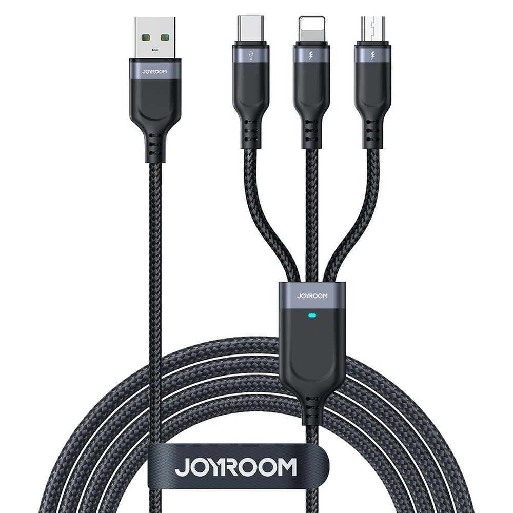 Καλώδιο 3in1 Joyroom S-A18 USB-A σε Lightning+USB-C+MicroUSB 1.2m Μαύρο | www.lightgear.gr
