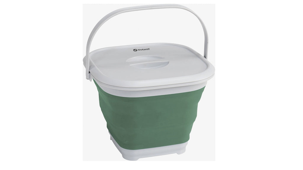 Κουβάς Πτυσσόμενος Outwell Collaps Square με Καπάκι Shadow Green | www.lightgear.gr