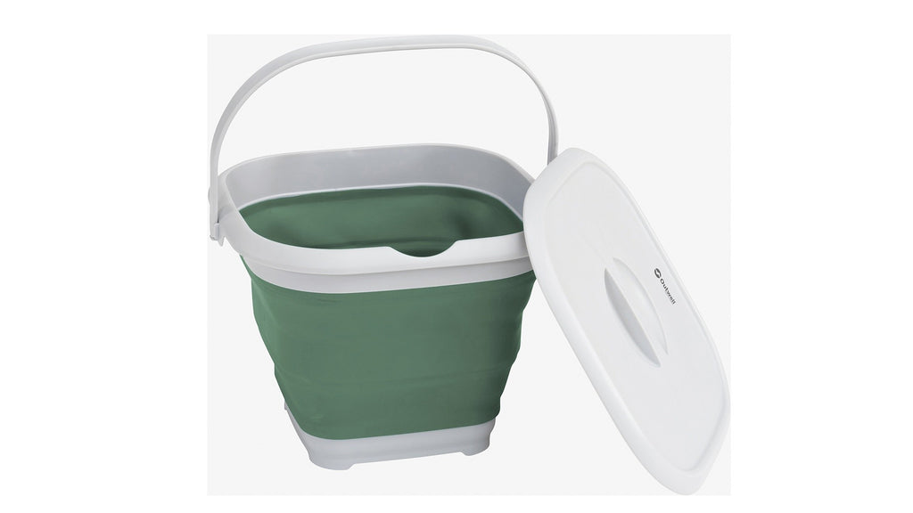 Κουβάς Πτυσσόμενος Outwell Collaps Square με Καπάκι Shadow Green | www.lightgear.gr
