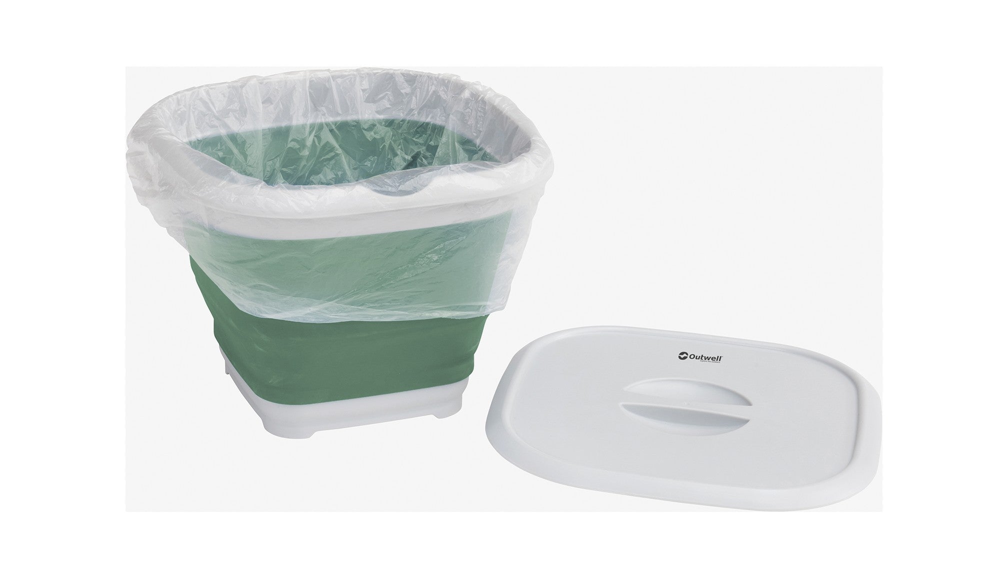 Κουβάς Πτυσσόμενος Outwell Collaps Square με Καπάκι Shadow Green | www.lightgear.gr