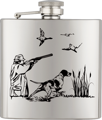 Υδροδοχείο - Φλασκ ίBarbaric Stainless Hip Flask. 6 Oz-Σκύλος+Κυνηγός 40122gr295 | www.lightgear.gr