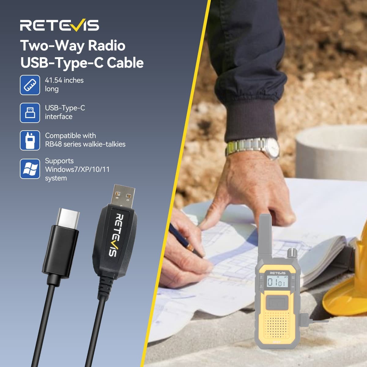 Καλώδιο Retevis Usb Pc48 Για Προγραμματισμό Πομποδεκτών RB648P | www.lightgear.gr