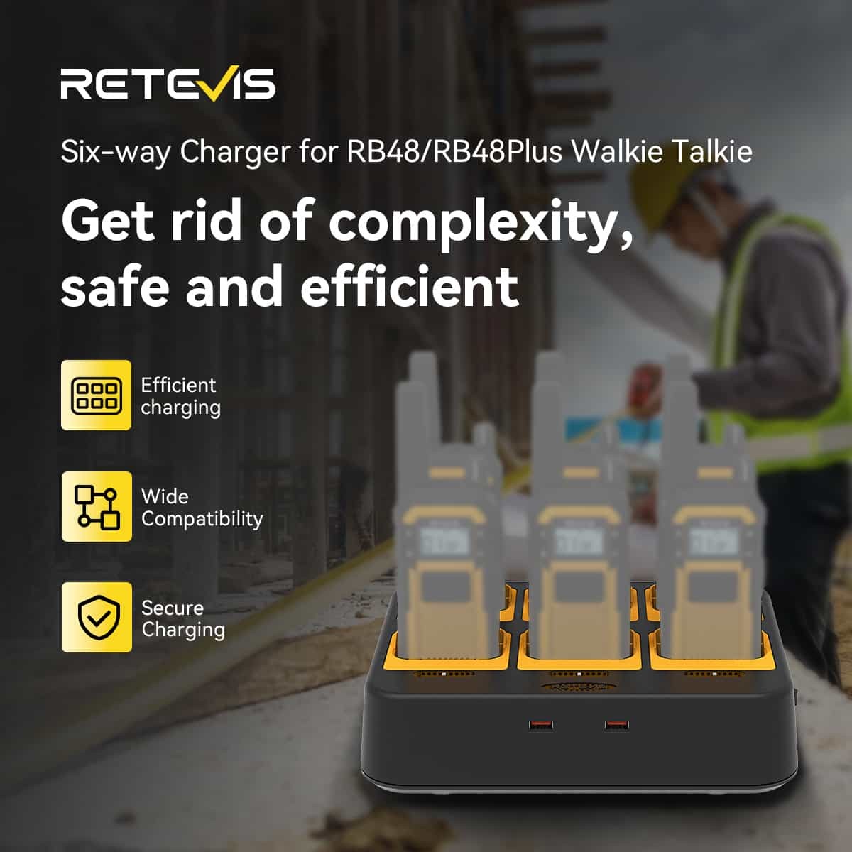 Βάση Φόρτισης Retevis 6x RB648P | www.lightgear.gr