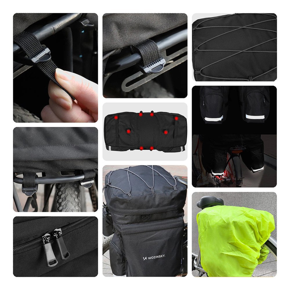 Τσάντα Ποδηλάτου Wozinsky 60L με Rain Cover Μαύρη WBB13BK | www.lightgear.gr