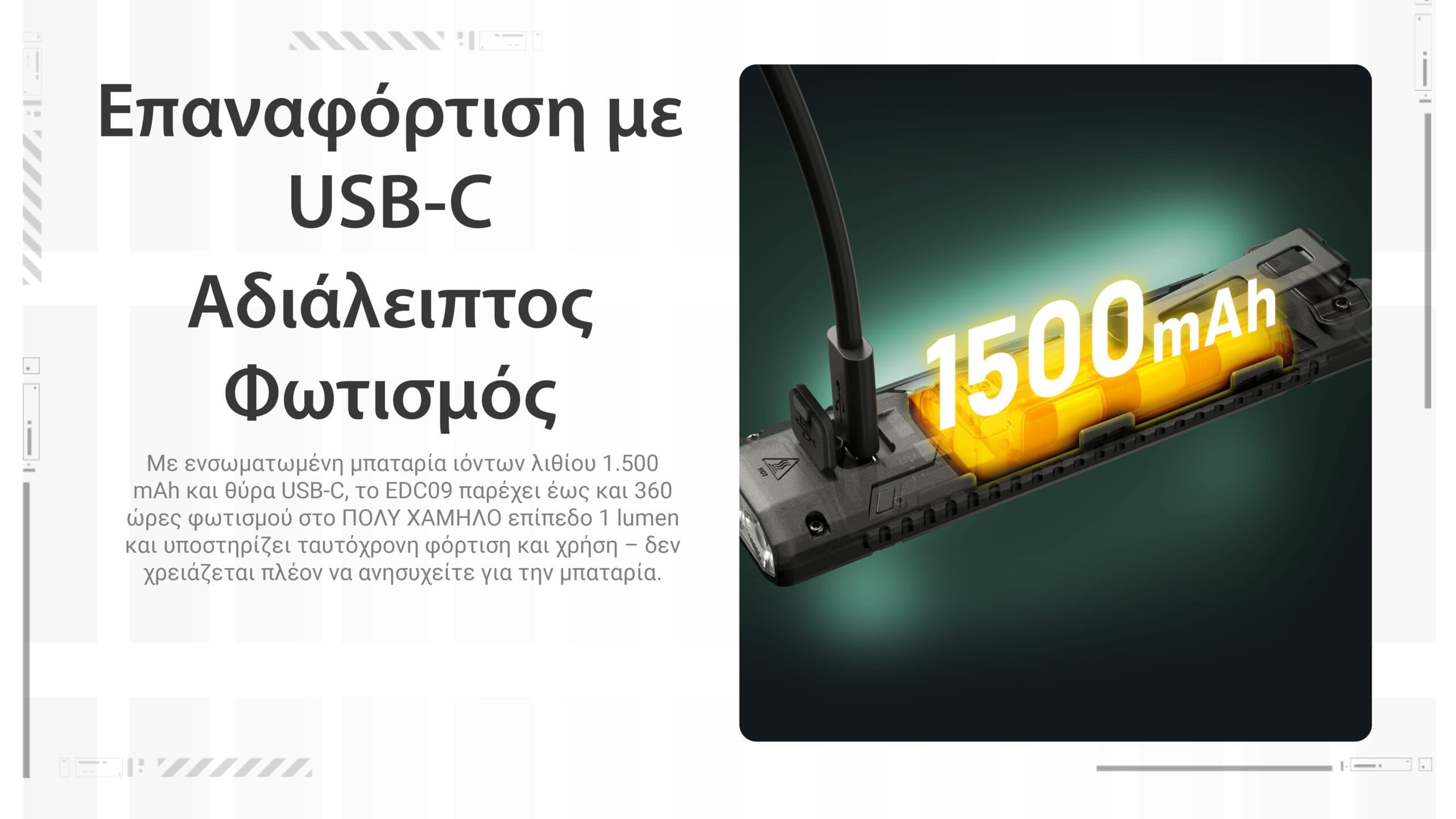 Φακός Led Nitecore EDC07 1500lumens | www.lightgear.gr