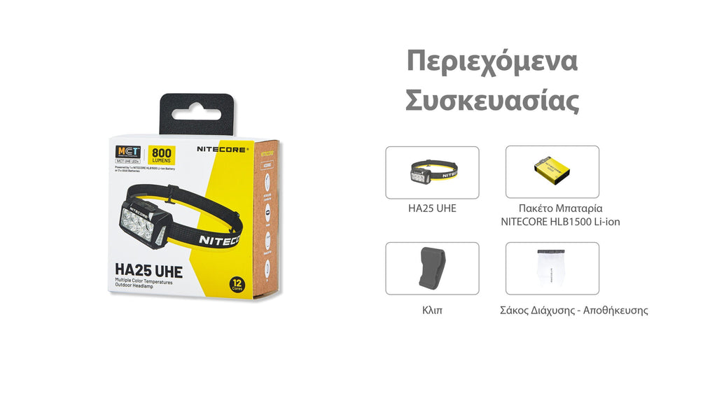 Φακός Κεφαλής LED Nitecore HA25 UHE 800 Lumens | www.lightgear.gr