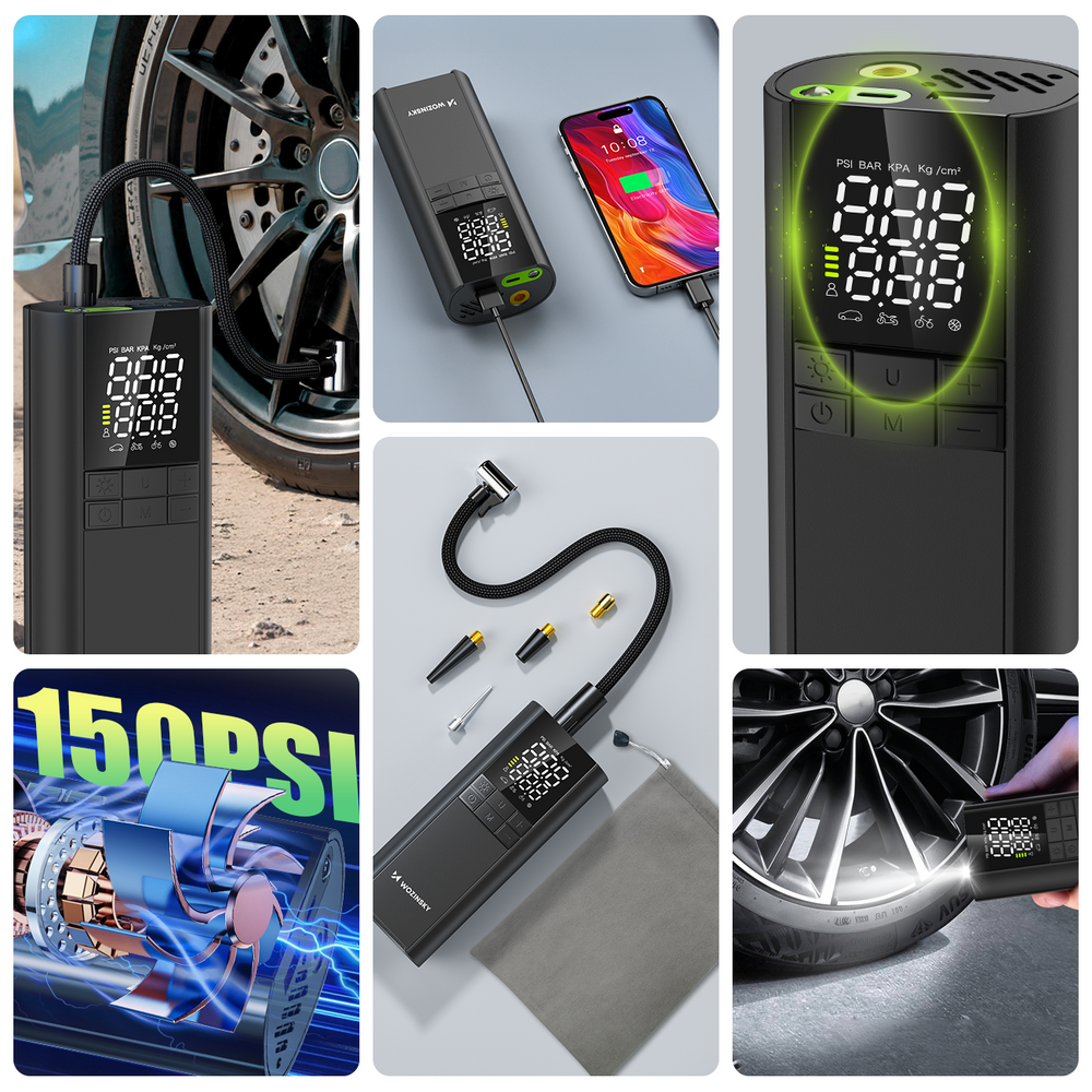 Ηλεκτρική Τρόμπα Wozinsky WPEP-8000 8000mAh Power Bank Φακός Black | www.lightgear.gr