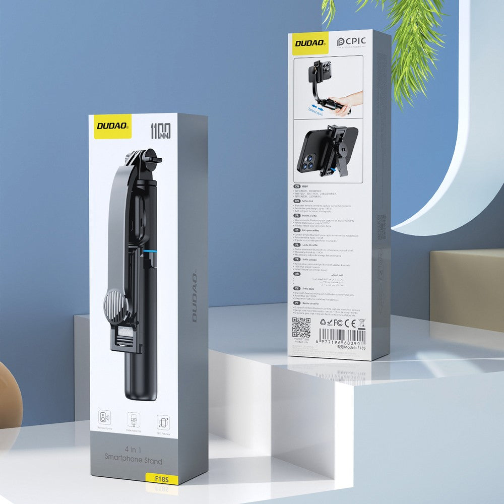 Selfie Stick Dudao F18S 4-in-1 Foldable Tripod Με Τηλεχειριστήριο Μαύρο 6,5x20x4cm | www.lightgear.gr