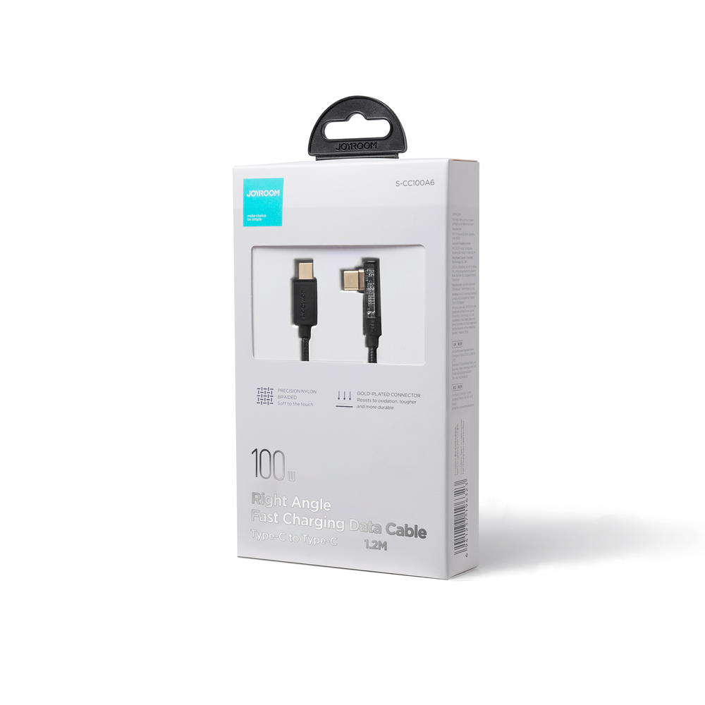Καλώδιο Gaming Joyroom S-CC100A6 USB-C Angled/USB-C Straight 100W Μαύρο | www.lightgear.gr