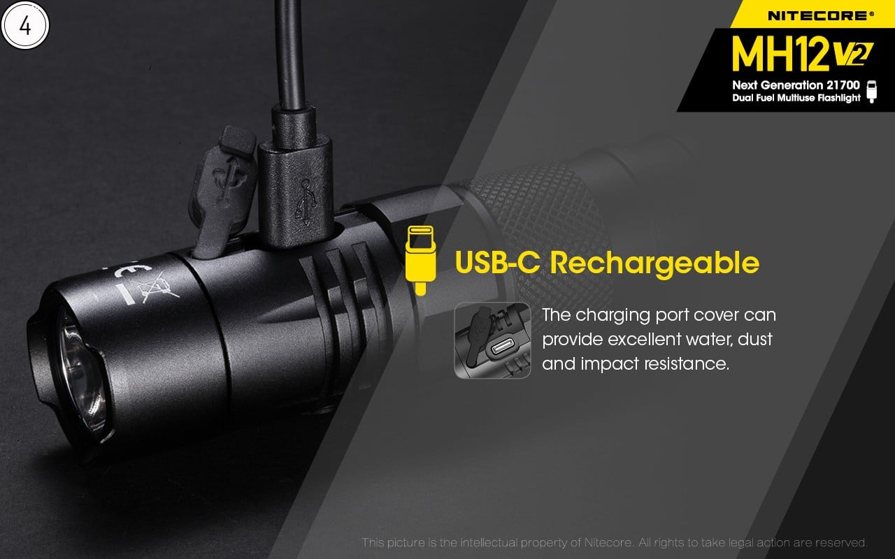 Επαναφορτιζόμενος Φακός Nitecore Led Multitask Hybrid MH12 V2 | www.lightgear.gr