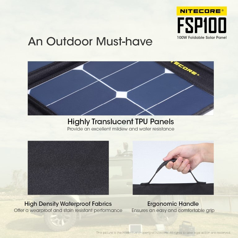 Αναδιπλούμενο Φωτοβολταϊκό Πάνελ Nitecore FSP100 | www.lightgear.gr