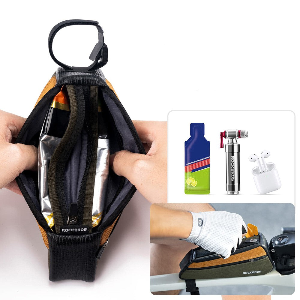 Τσάντα Ποδηλάτου Top Tube Rockbros 088 Πράσινο 0.25lt 9x20,5x4cm | www.lightgear.gr