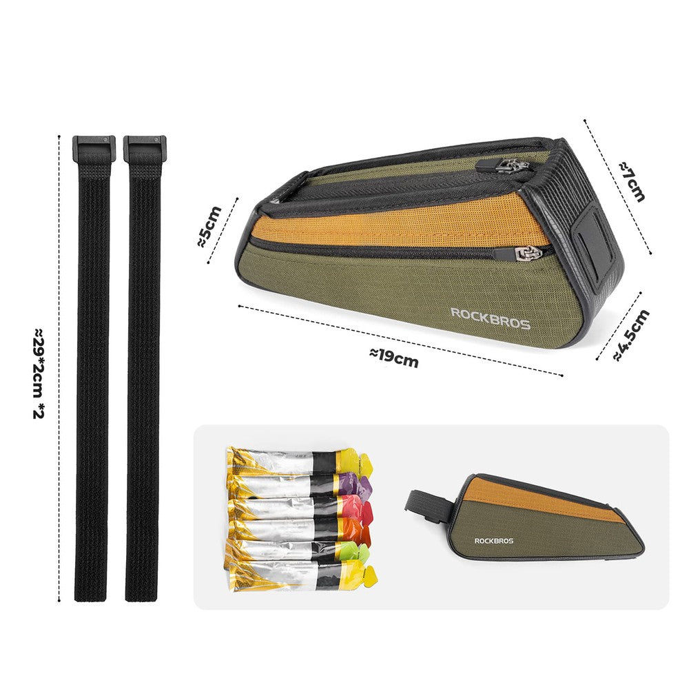 Τσάντα Ποδηλάτου Top Tube Rockbros 088 Πράσινο 0.25lt 9x20,5x4cm | www.lightgear.gr