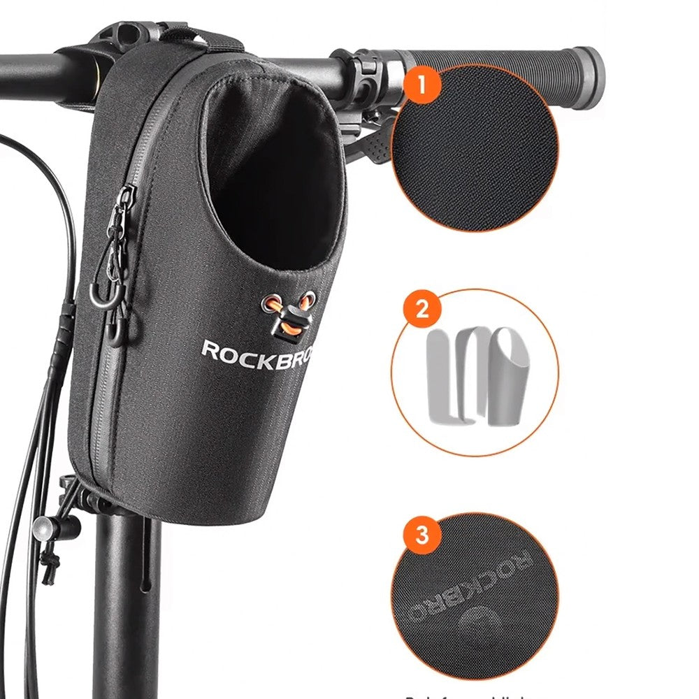 Τσάντα Τιμονιού Rockbros P002 Μαύρο 1.5lt 8x20x8cm | www.lightgear.gr