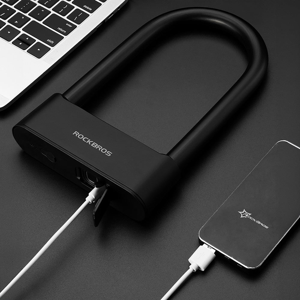 Λουκέτο Ποδηλάτου Rockbros 32210818001 SMART Fingerprint Reader Bluetooth Μαύρο 15,5x25,5x4,5cm | www.lightgear.gr