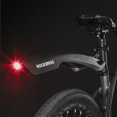 Λασπωτήρας Ποδηλάτου Rockbros DNB8001 με Κόκκινο LED Φως Μαύρο | www.lightgear.gr