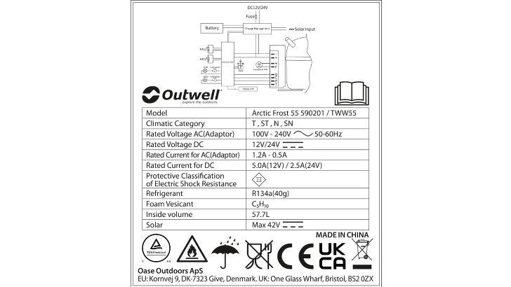 Ηλεκτρικό Ψυγείο Compressor Outwell Arctic Frost 55 - 2024 | www.lightgear.gr