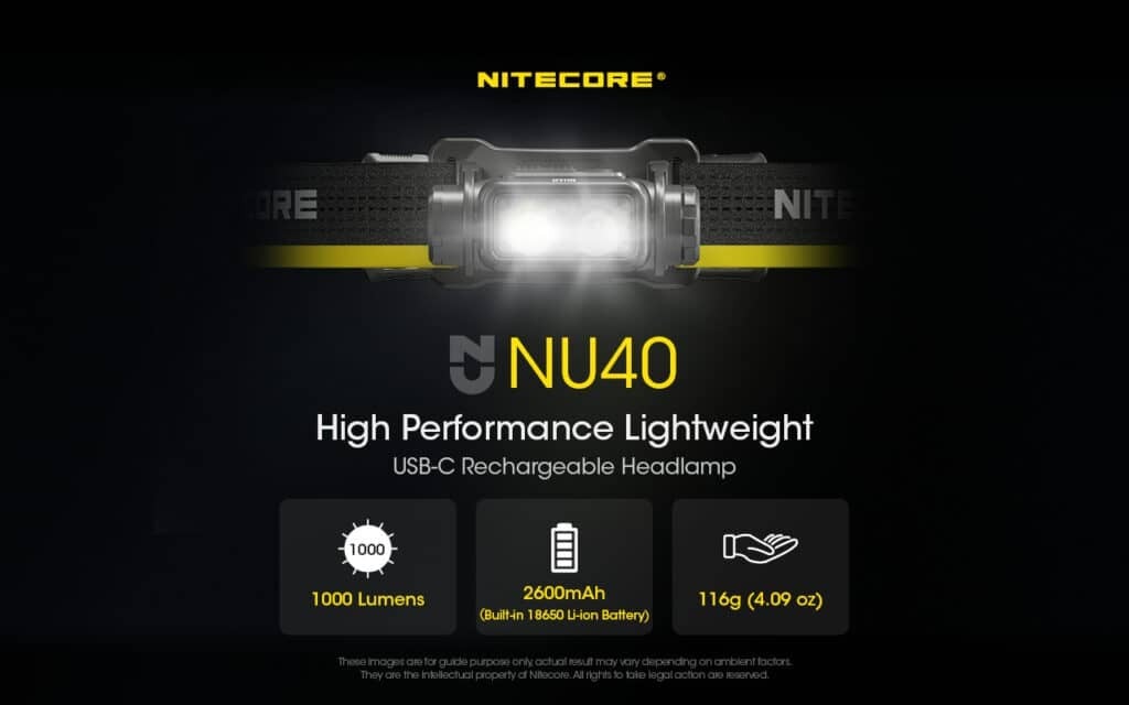Επαναφορτιζόμενος Φακός Κεφαλής LED Nitecore NU40 | www.lightgear.gr